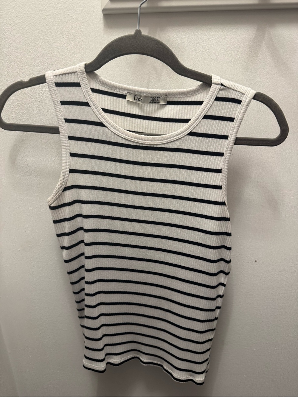 Dex White & Black Striped Ribbed Tank Top